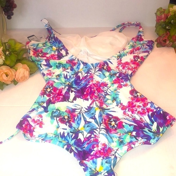 Fantasie Swimwear Sardinia Floral Print 1 Piece Plus Sz Swimsuit/Underwire 44DDD - Picture 3 of 16